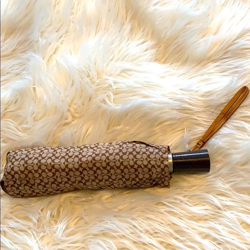 Coach Brown Monogrammed Umbrella with Sleeve